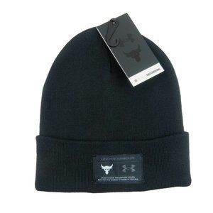 Under Armour Project Rock Cuff Beanie HAT Men's One Size Fit Black Patch Logo